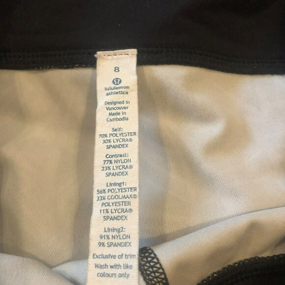 Lululemon Sz 8 Capri Workout Leggings Black & White Leaf Print Leg Pockets Back - Picture 5 of 7